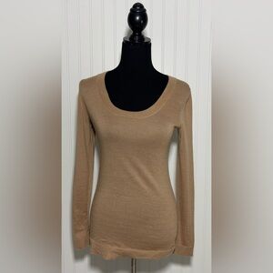 Gap Maternity Wool Tan Scoop Neck Sweater Lightweight Womens Size Small